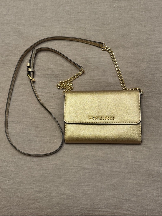 Michael Kors Handbags - Michael Kors Saffiano Crossbody Bag in Metallic Gold NWOT